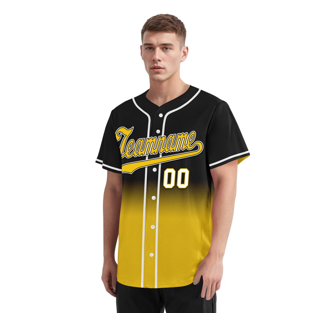 Custom Black Yellow Fade Fashion Personalized Authentic Baseball Jersey BSBJ01-D0a70cc