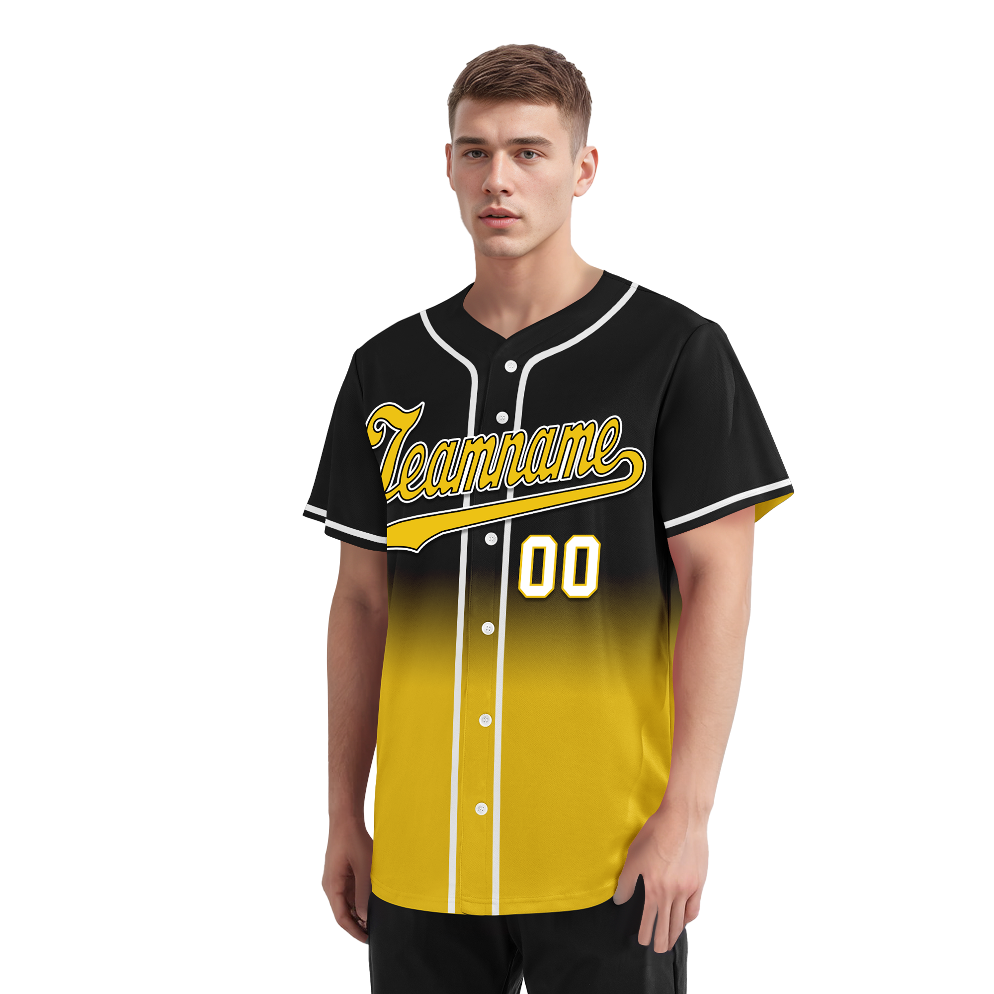 Custom Black Yellow Fade Fashion Personalized Authentic Baseball Jersey BSBJ01-D0a70cc