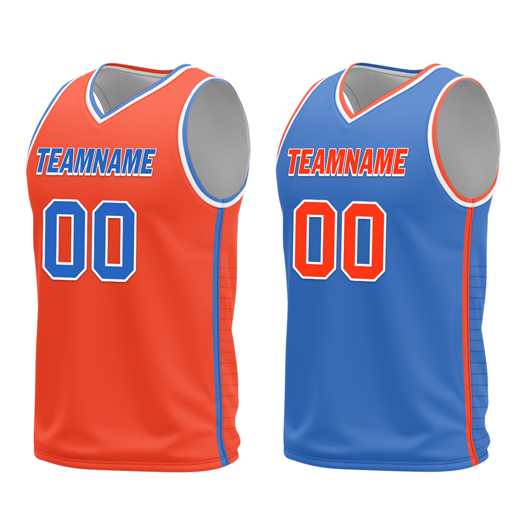 Custom Orange Blue Classic Style Reversible Basketball Uniform Personalized Ordinary BBJR-D017040