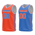 Custom Orange Blue Classic Style Reversible Basketball Uniform Personalized Ordinary BBJR-D017040