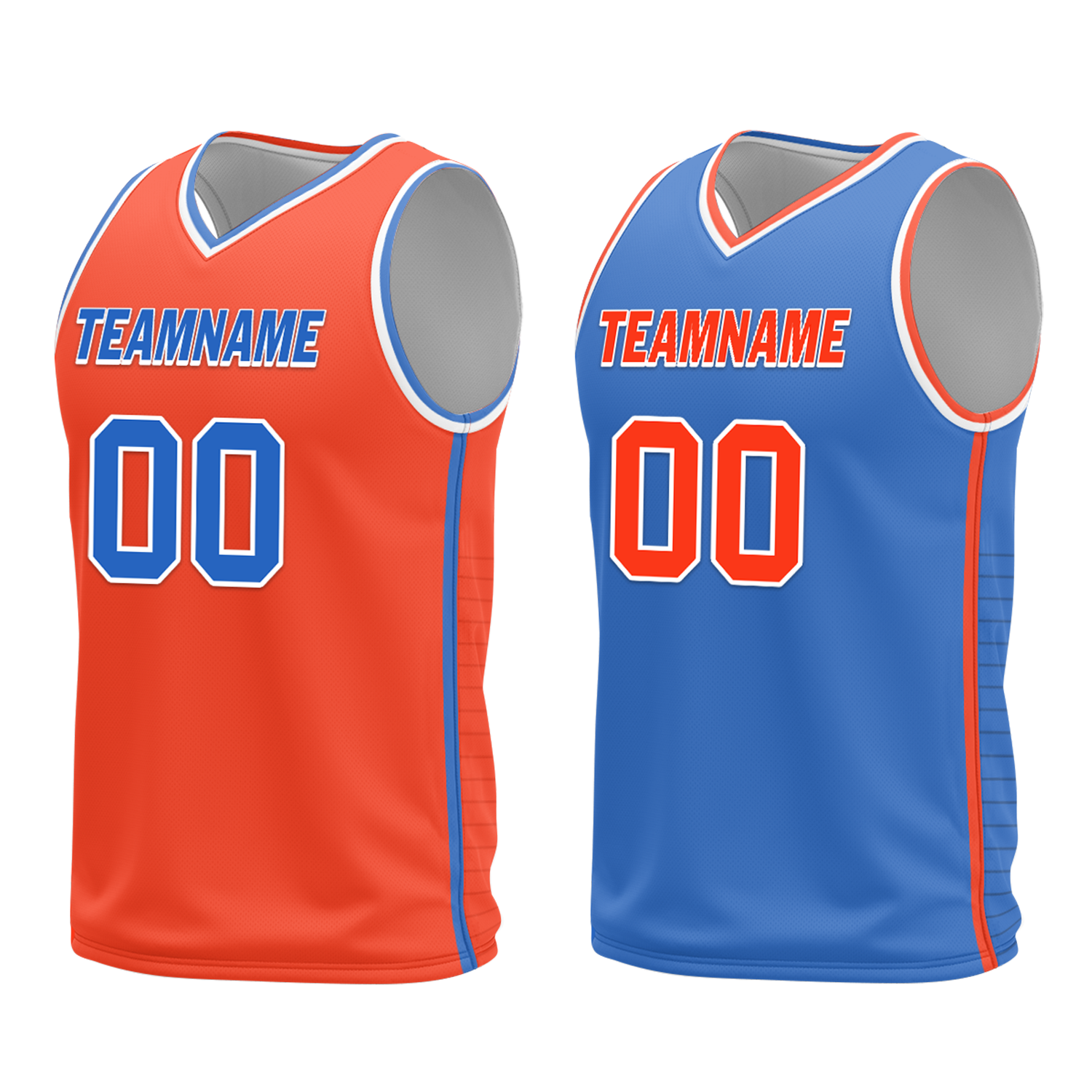 Custom Orange Blue Classic Style Reversible Basketball Uniform Personalized Ordinary BBJR-D017040