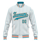 Custom White Blue Stripe Fashion Jacket Bomber Full-Snap Varsity Letterman Personalized Jacket FZ005-D020219-23