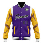 Custom Purple Minnesota Jacket Bomber Full-Snap Varsity Letterman Personalized Jacket FZ005-D025004-15