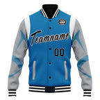 Custom Blue Detroit Jacket Bomber Full-Snap Varsity Letterman Personalized Jacket FZ005-D025004-9