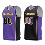 Custom Purple Black Classic Style Reversible Basketball Uniform Personalized COOLMAX BBJR-D017033