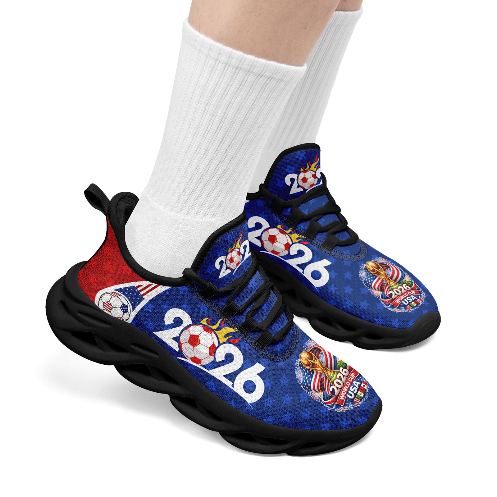 Custom United States 2026 World Cup Sneakers DIY Country Flag Running Shoes Lightweight Sport Shoes Gift for Football Fans Personalized Team Name and Logo FN003-F028035-5