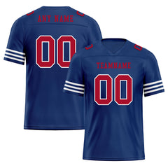 Custom Dark Blue Red Striped Sleeves Personalized Authentic Football Jersey FBJ02-D06044