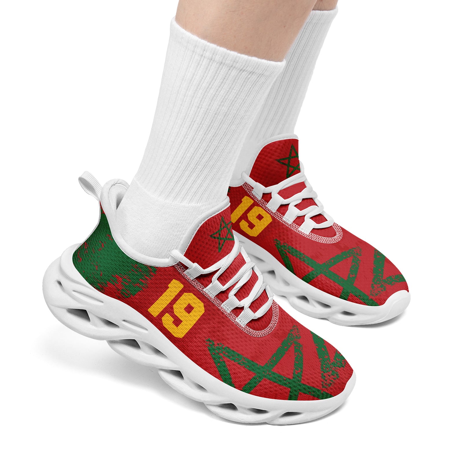 Custom Morocco 2026 World Cup Sneakers DIY Country Flag Running Shoes Lightweight Sport Shoes Gift for Football Fans Personalized Team Name and Logo FN003-F009115-8