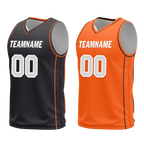 Custom Black Orange Classic Style Reversible Basketball Uniform Personalized COOLMAX BBJR-D017019