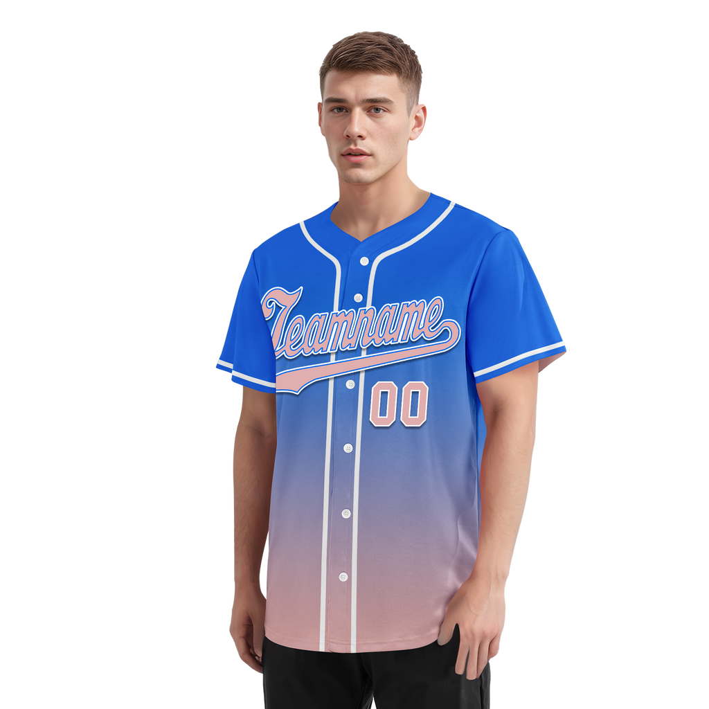 Custom Blue Pink Fade Fashion Personalized Authentic Baseball Jersey BSBJ01-D0a70e0