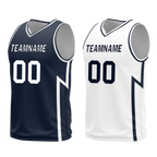 Custom Blue White Classic Style Reversible Basketball Uniform Personalized COOLMAX BBJR-D017056
