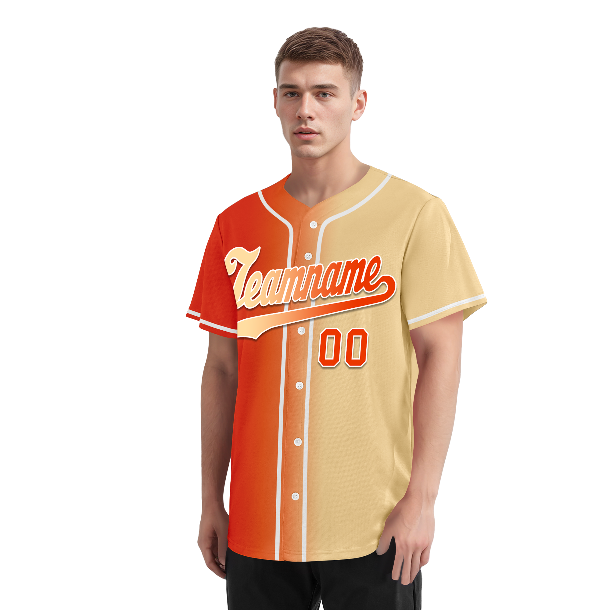 Custom Orange Beige Gradient Fashion Personalized Authentic Baseball Jersey BSBJ01-D0a707f
