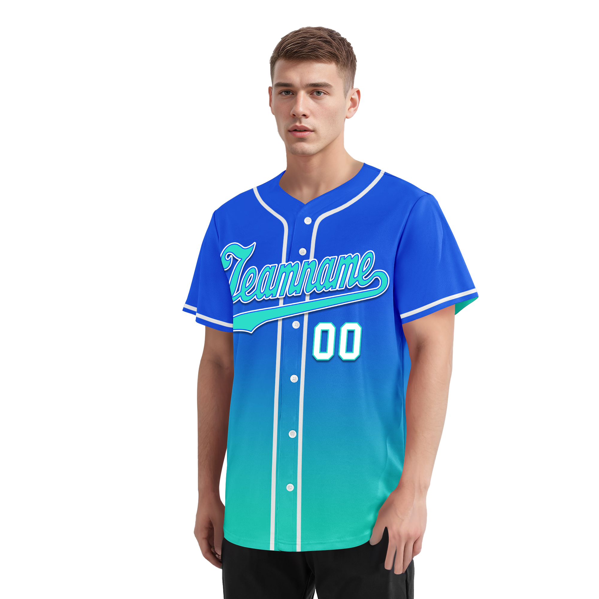 Custom Blue Cyan Fade Fashion Personalized Authentic Baseball Jersey BSBJ01-D0a70d8
