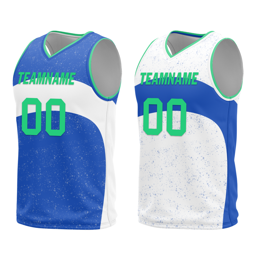Custom Blue White Classic Style Reversible Basketball Uniform Personalized Ordinary BBJR-D017009