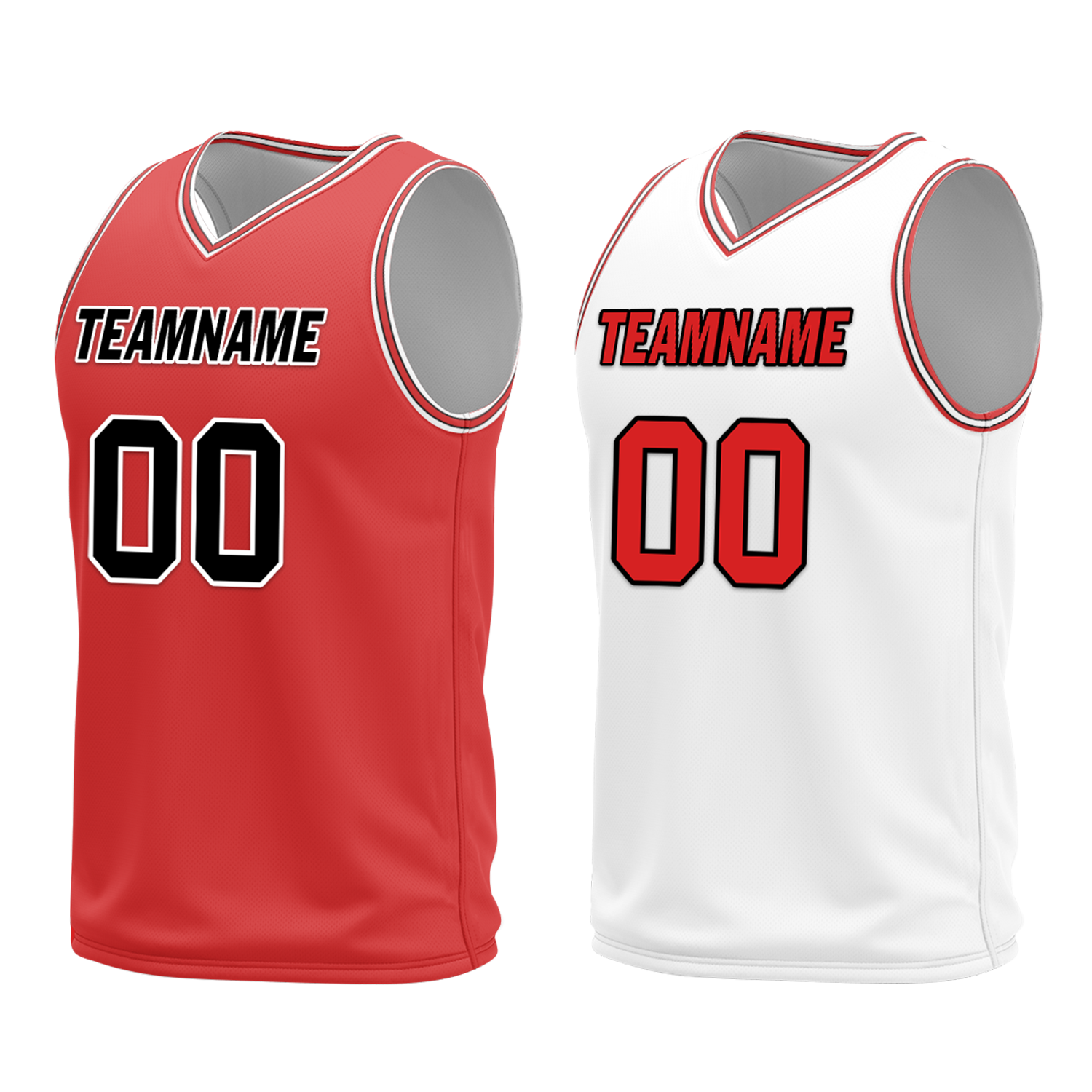 Custom Red White Classic Style Reversible Basketball Uniform Personalized COOLMAX BBJR-D017005