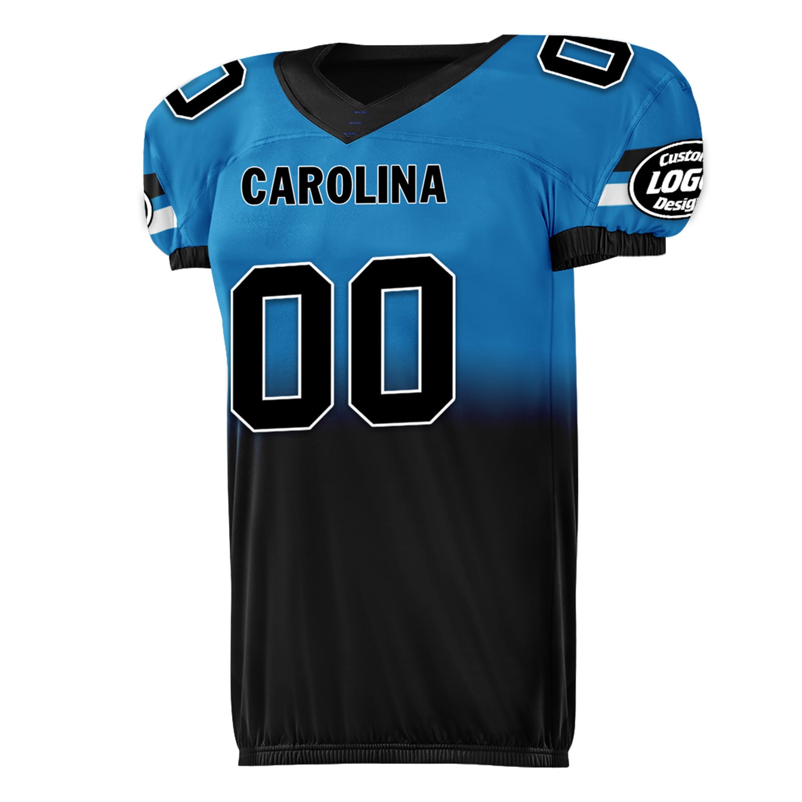 Custom Blue Black Fade Fashion Carolina High-Performance American Football Jersey FBJ06-D020252-5