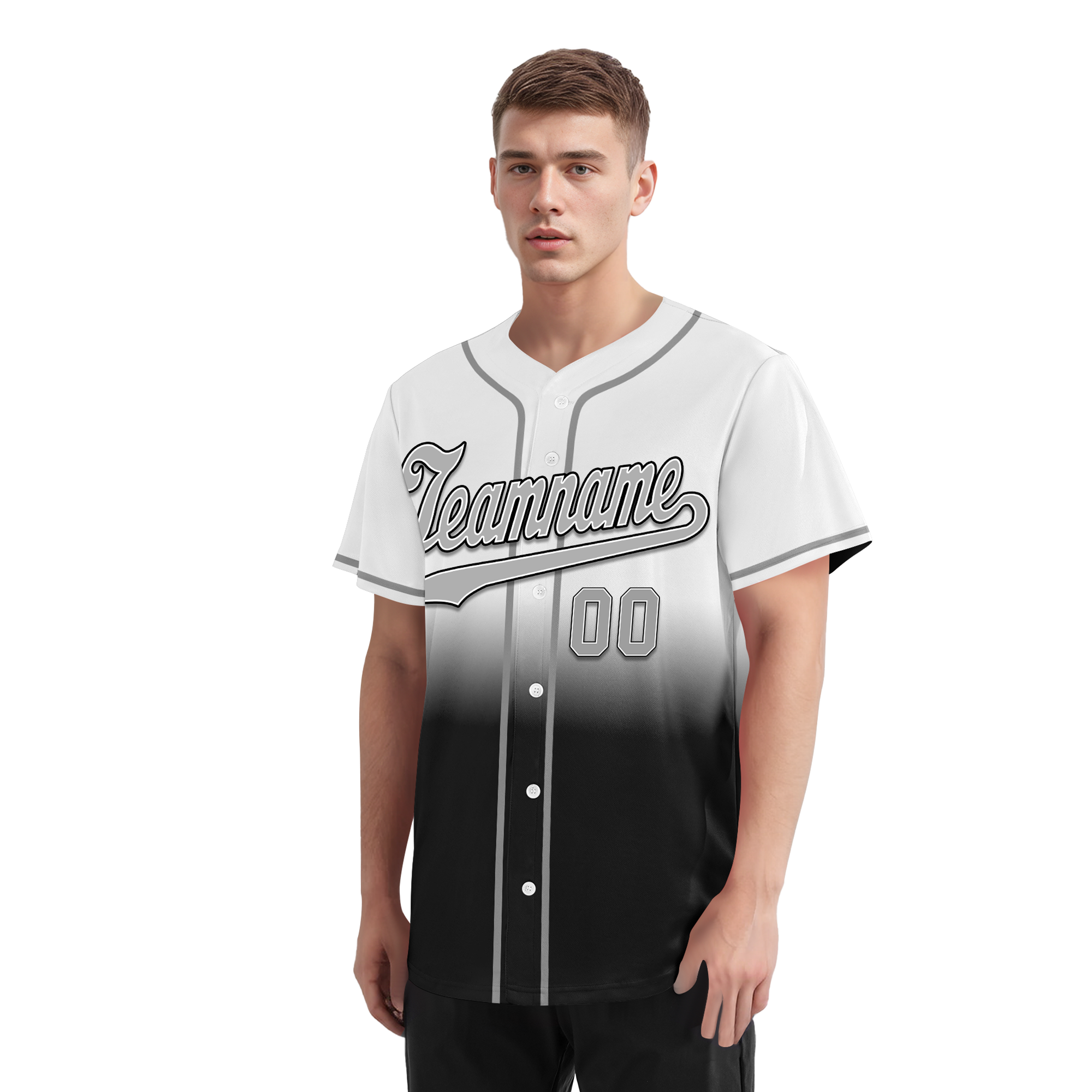 Custom Grey Black Fade Fashion Personalized Authentic Baseball Jersey BSBJ01-D0a70ee