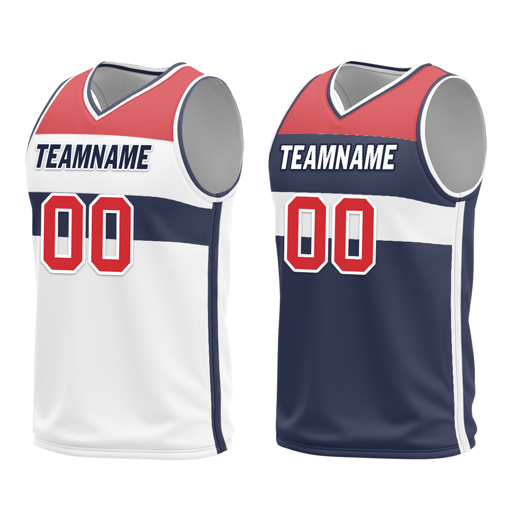 Custom White Blue Classic Style Reversible Basketball Uniform Personalized Ordinary BBJR-D017023