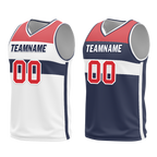 Custom White Blue Classic Style Reversible Basketball Uniform Personalized Ordinary BBJR-D017023