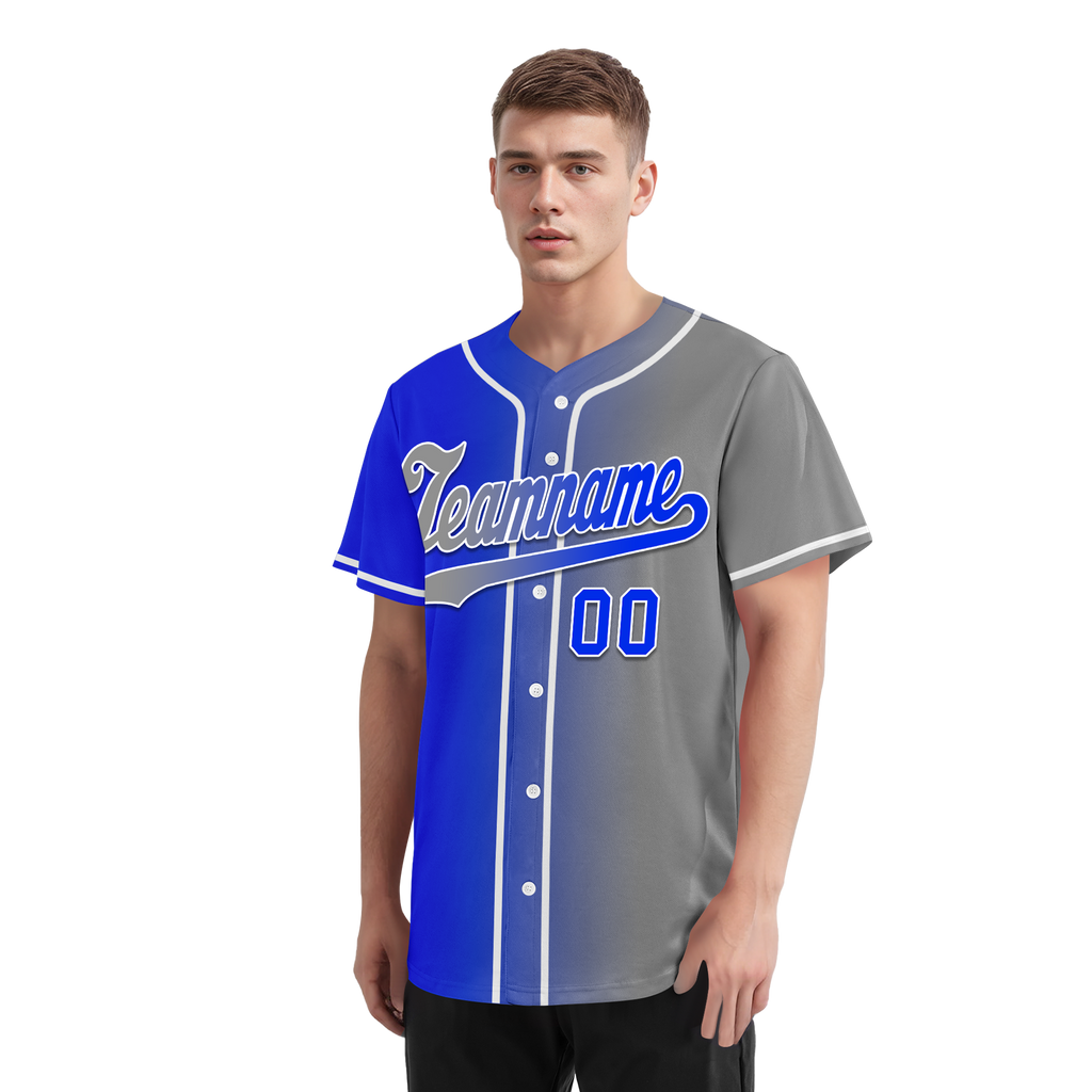 Custom Blue Grey Gradient Fashion Personalized Authentic Baseball Jersey BSBJ01-D0a709a