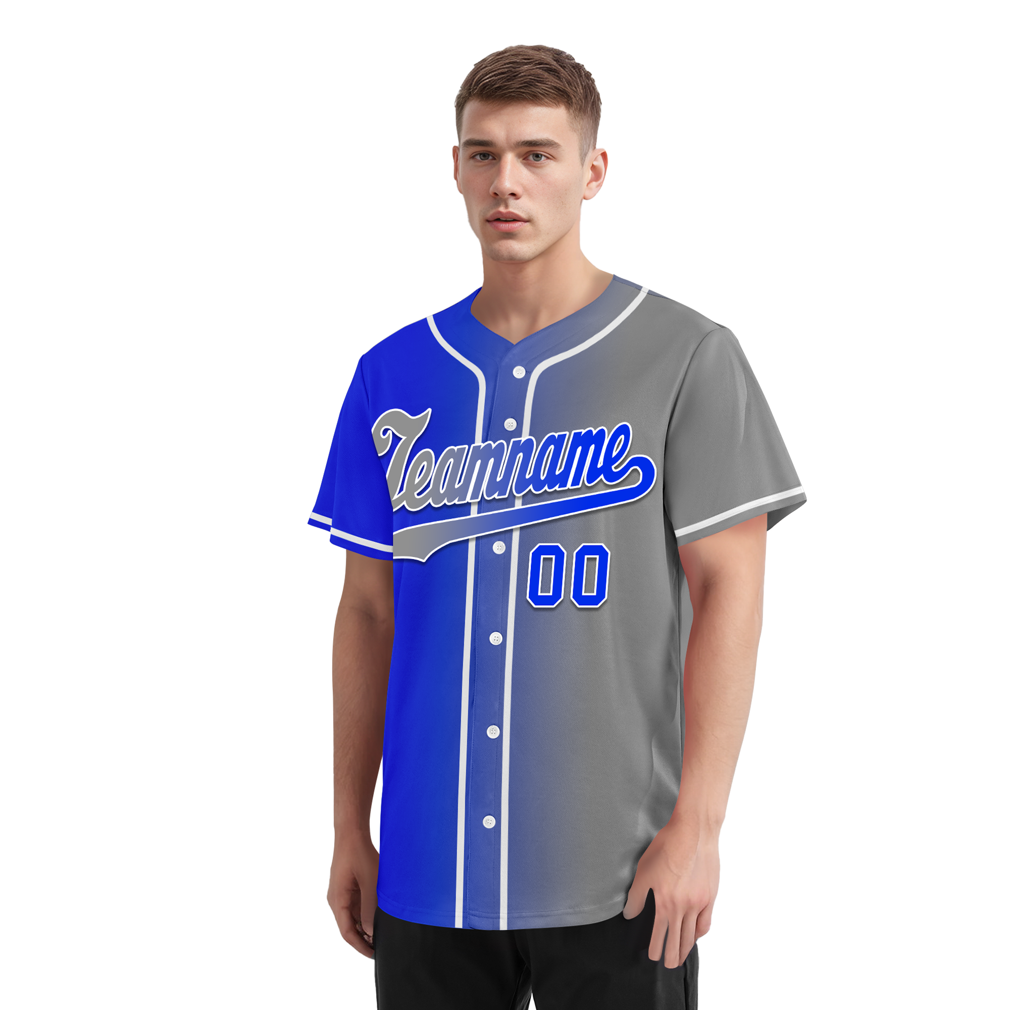 Custom Blue Grey Gradient Fashion Personalized Authentic Baseball Jersey BSBJ01-D0a709a