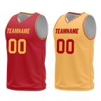 Custom Red Yellow Classic Style Reversible Basketball Uniform Personalized Ordinary BBJR-D017011