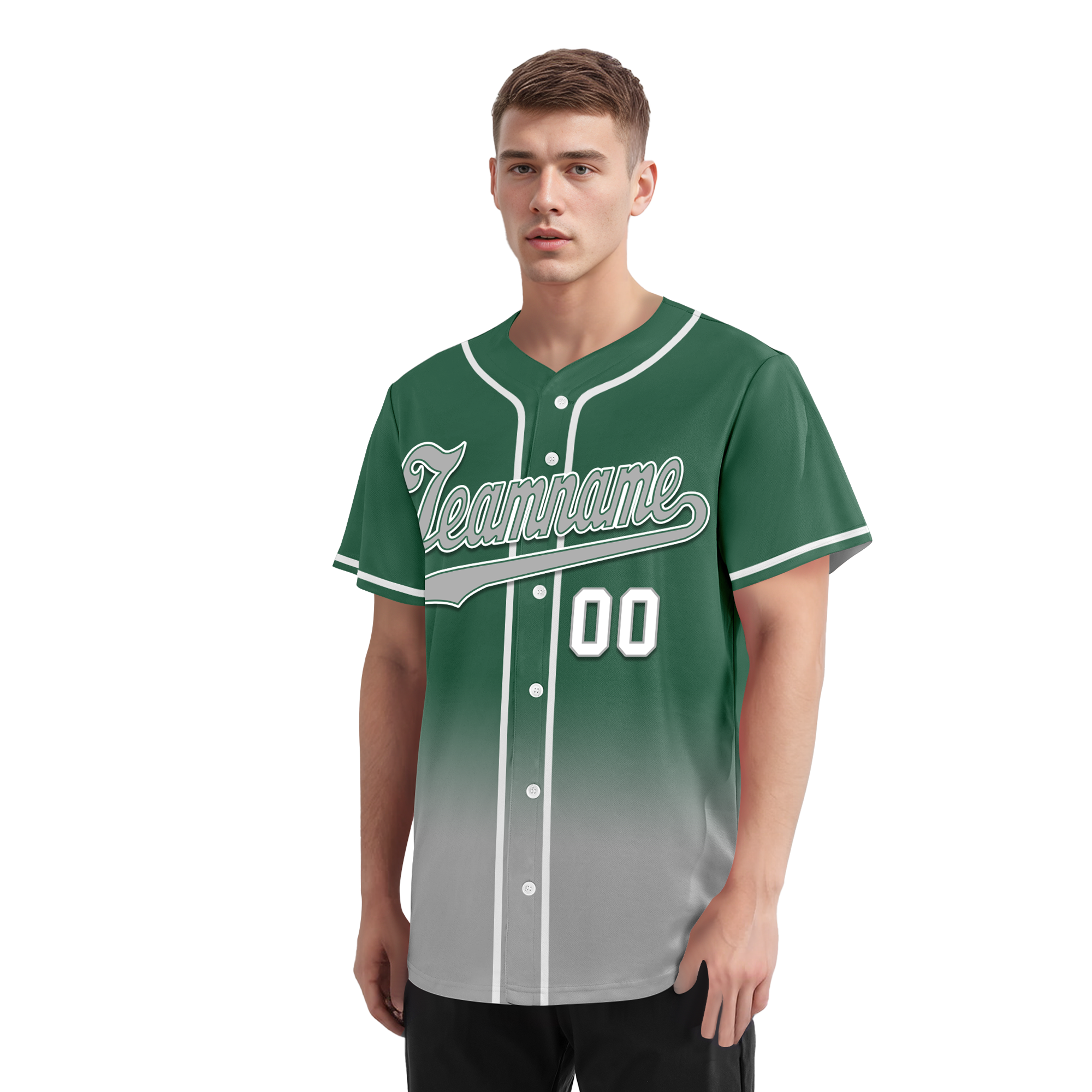 Custom Green Grey Fade Fashion Personalized Authentic Baseball Jersey BSBJ01-D0a70c9