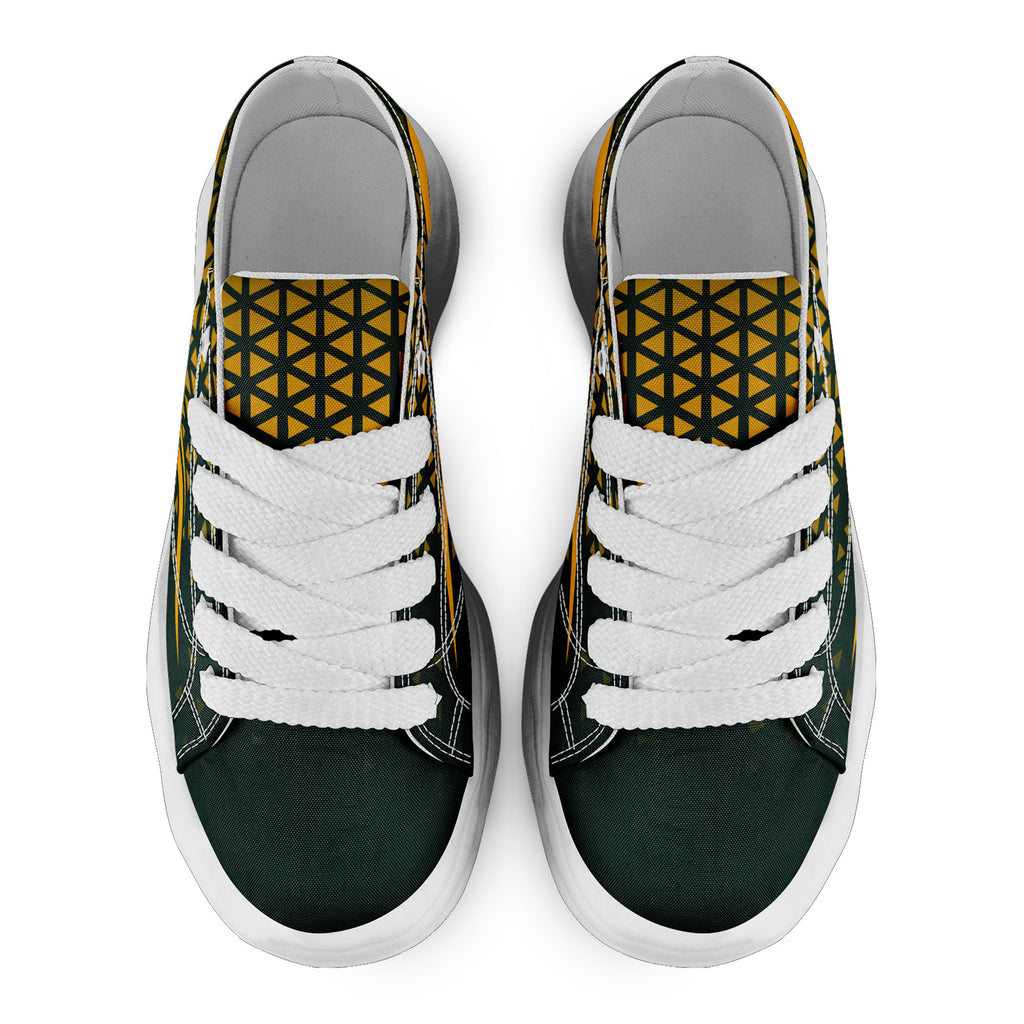 Custom Green Yellow Wisconsin Football Jersey and Sports Shoes Combo Offer Personalized Combo ZH-D023031-13