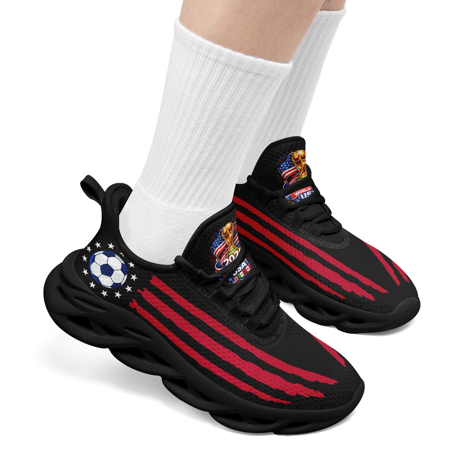 Custom United States 2026 World Cup Sneakers DIY Country Flag Running Shoes Lightweight Sport Shoes Gift for Football Fans Personalized Team Name and Logo FN003-F028035-2