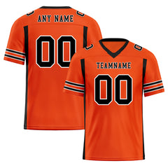 Custom Black Orange Striped Sleeves Personalized Authentic Football Jersey FBJ02-D06066