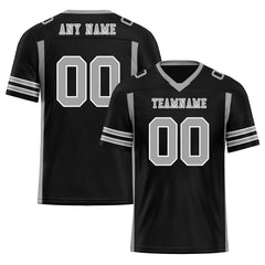 Custom Black Gray Striped Sleeves Personalized Authentic Football Jersey FBJ02-D06076