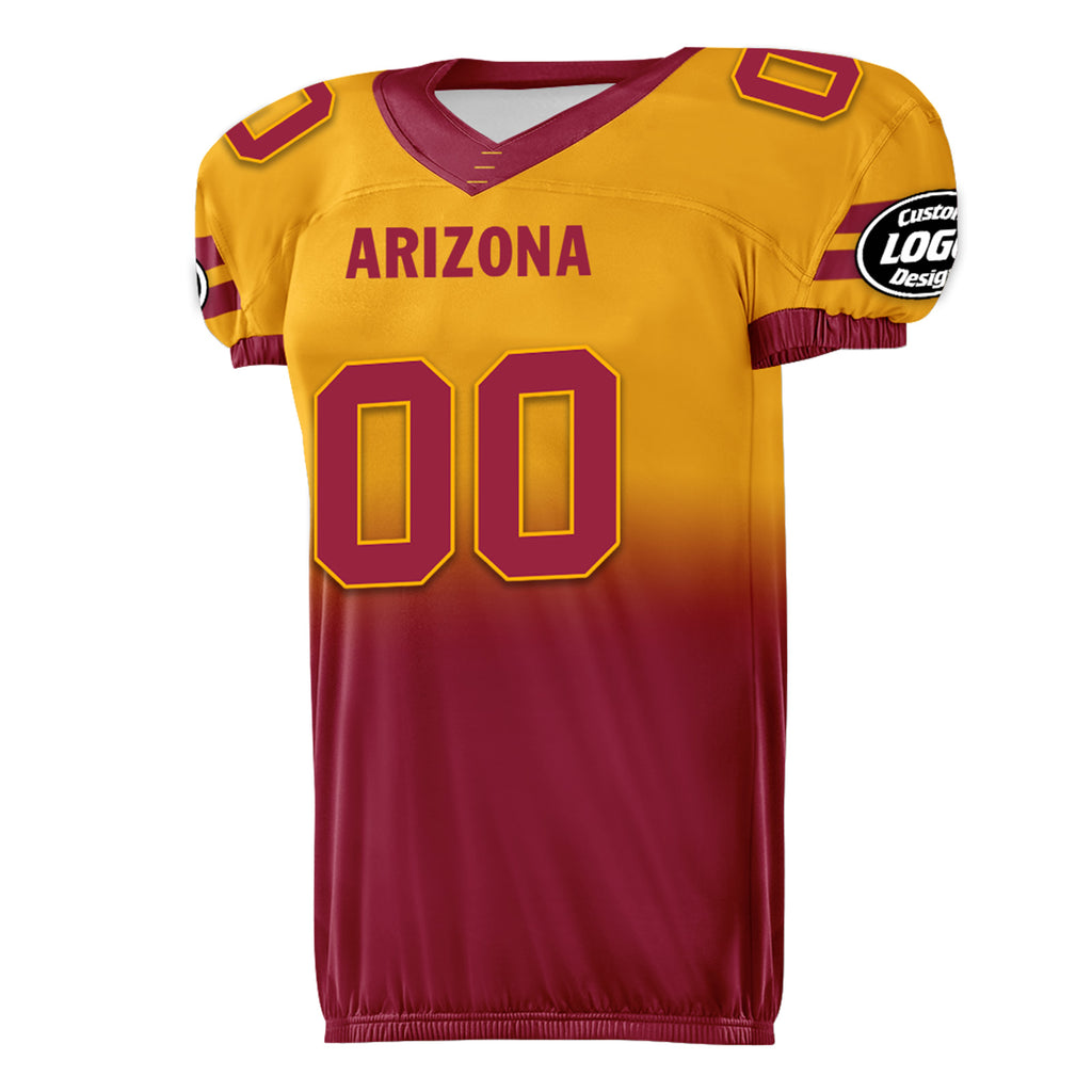 Custom Yellow Red Fade Fashion Arizona High-Performance American Football Jersey FBJ06-D020252-1