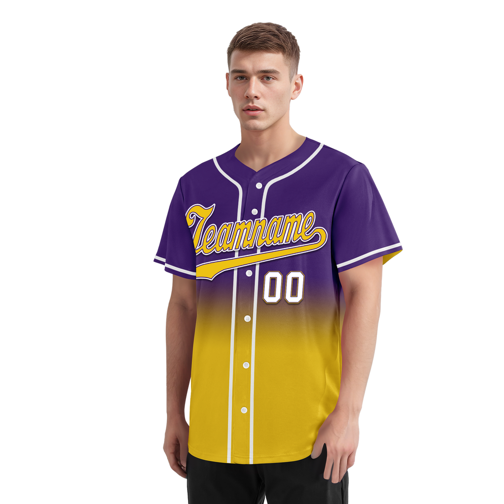 Custom Purple Yellow Fade Fashion Personalized Authentic Baseball Jersey BSBJ01-D0a70cb