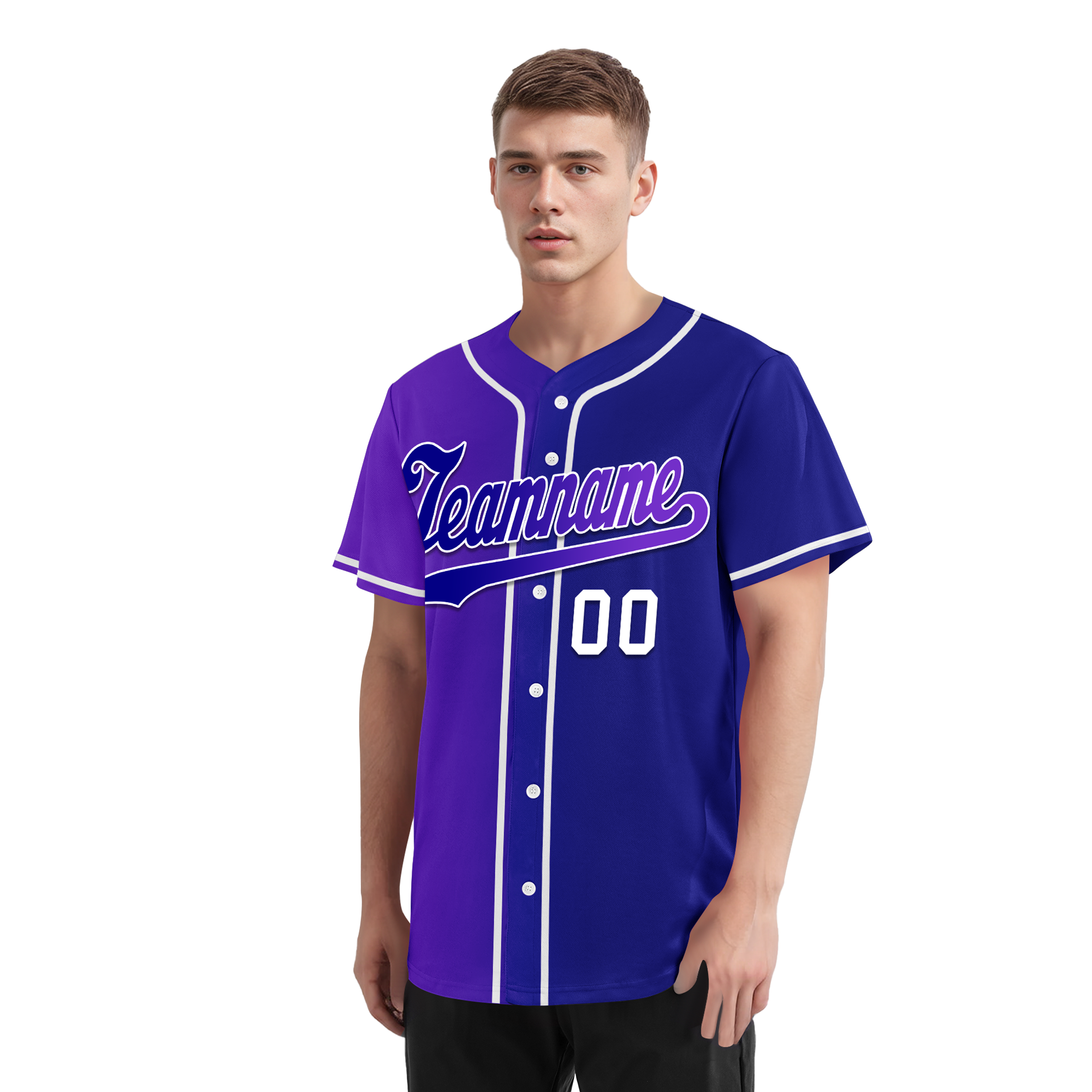 Custom Purple Blue Gradient Fashion Personalized Authentic Baseball Jersey BSBJ01-D0a7a0b
