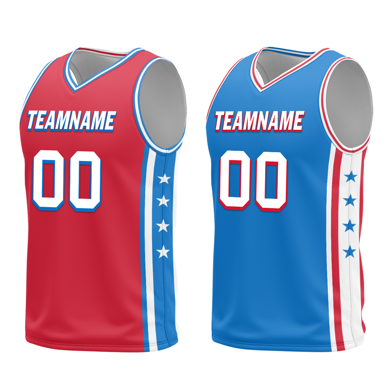 Custom Red Blue Classic Style Reversible Basketball Uniform Personalized Ordinary BBJR-D017022