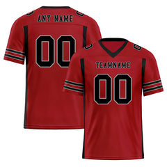 Custom Black Red Striped Sleeves Personalized Authentic Football Jersey FBJ02-D06075