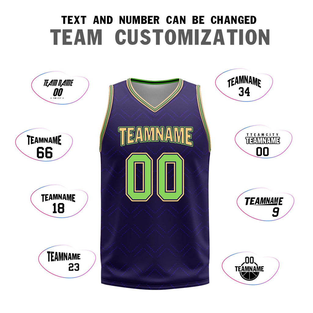 Custom Purple Green Gold New Orleans City Edition Personalized Reversible Basketball Set Sports Basketball Jersey BBJ01R-D0610-19