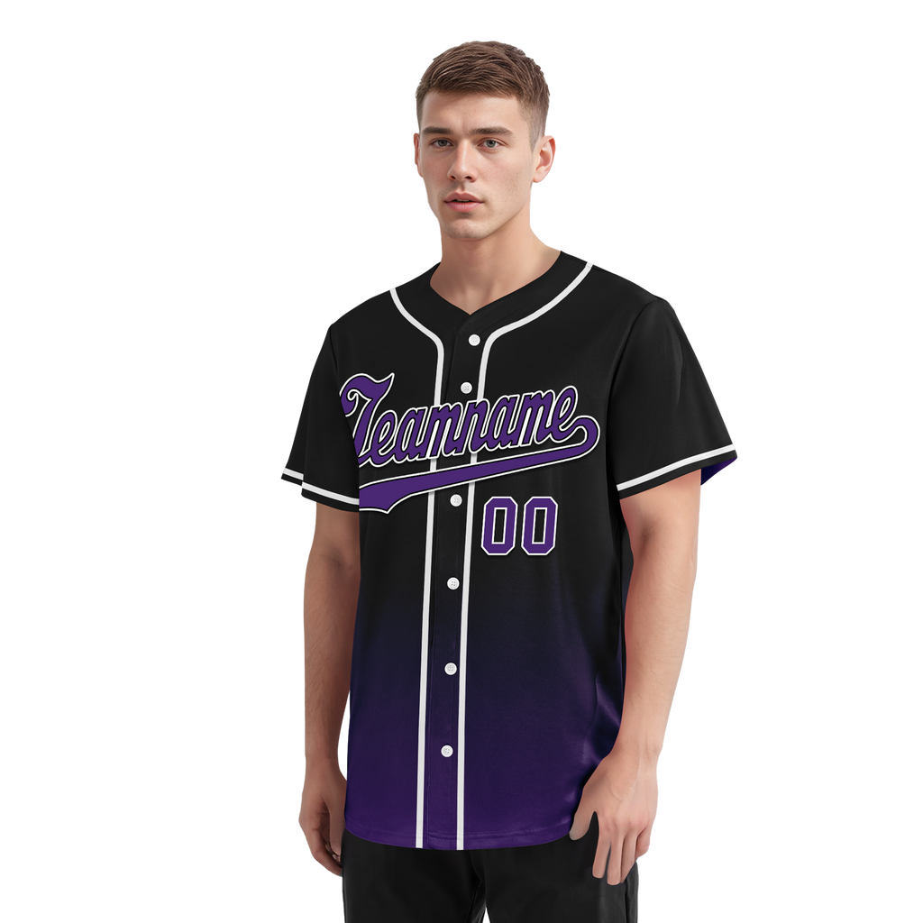 Custom Black Purple Fade Fashion Personalized Authentic Baseball Jersey BSBJ01-D0a70d0