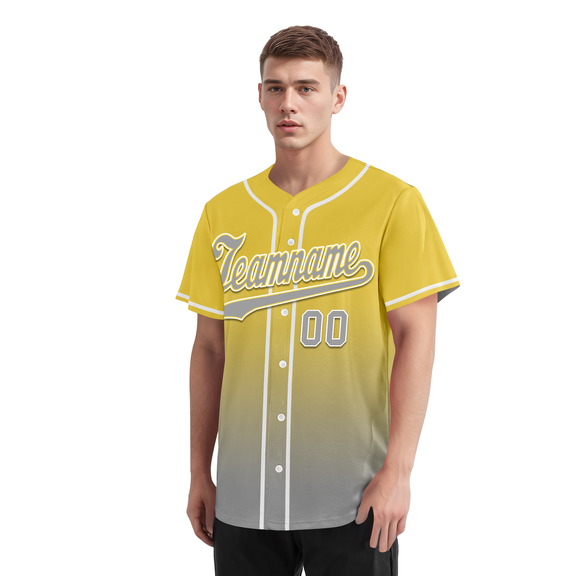 Custom Yellow Grey Fade Fashion Personalized Authentic Baseball Jersey BSBJ01-D0a70fb