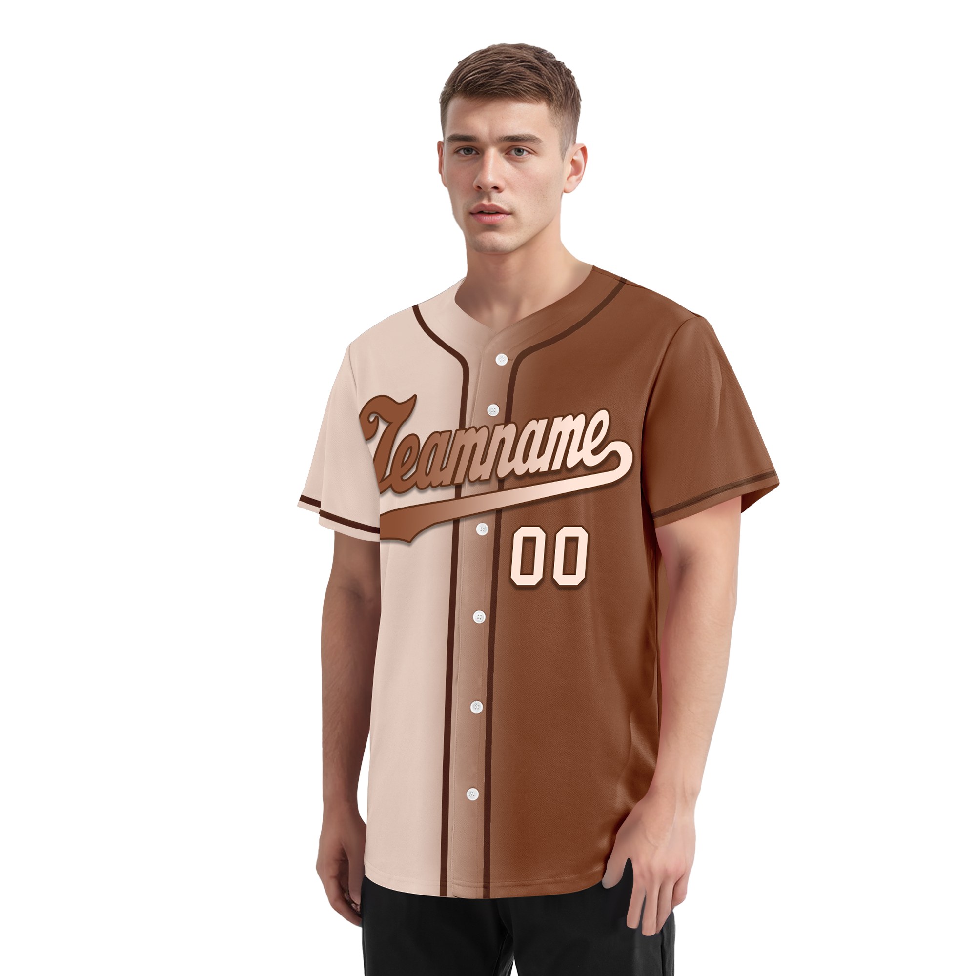 Custom Beige Brown Gradient Fashion Personalized Authentic Baseball Jersey BSBJ01-D0a708e