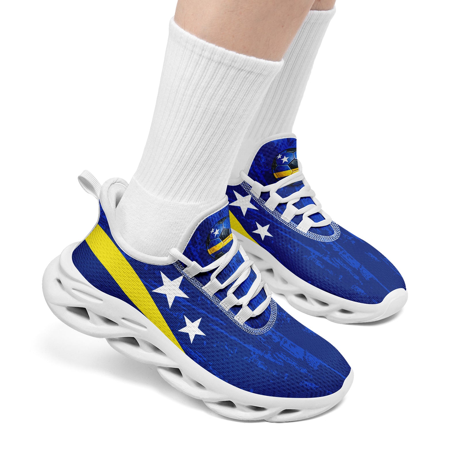 Custom Curaçao 2026 World Cup Sneakers DIY Country Flag Running Shoes Lightweight Sport Shoes Gift for Football Fans Personalized Team Name and Logo FN003-F009074-2