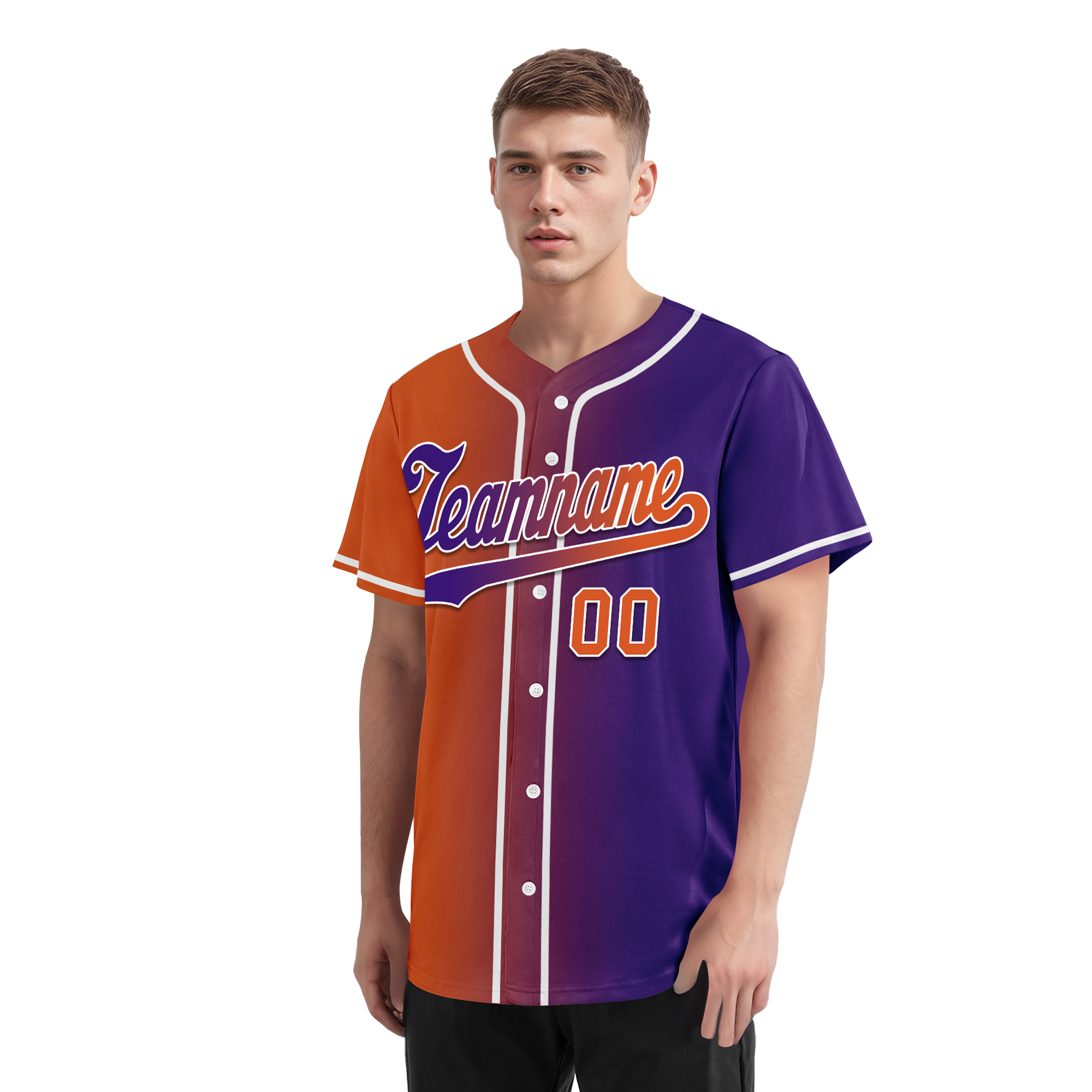 Custom Orange Purple Gradient Fashion Personalized Authentic Baseball Jersey BSBJ01-D0a7a08