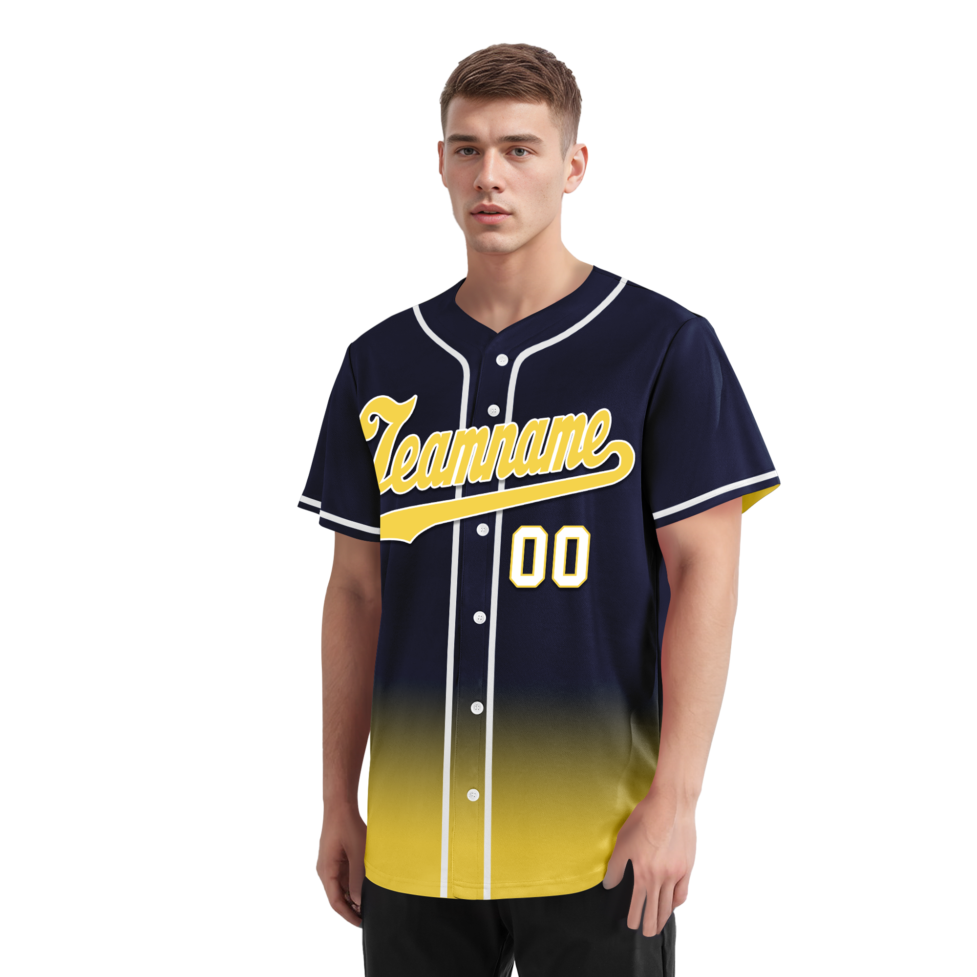Custom Blue Yellow Fade Fashion Personalized Authentic Baseball Jersey BSBJ01-D0a70e9