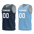 Custom Blue Classic Style Reversible Basketball Uniform Personalized COOLMAX BBJR-D017032