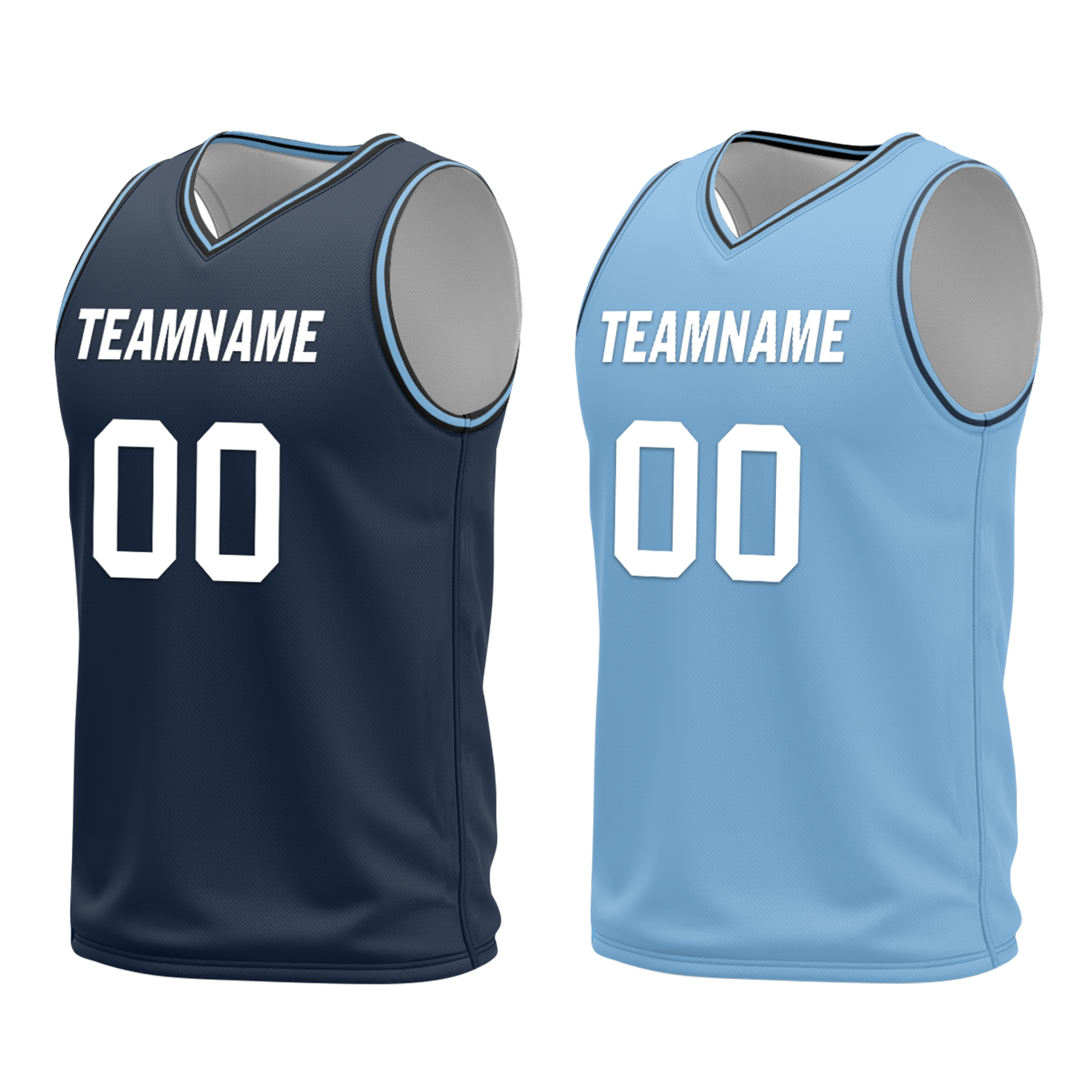 Custom Blue Classic Style Reversible Basketball Uniform Personalized COOLMAX BBJR-D017032