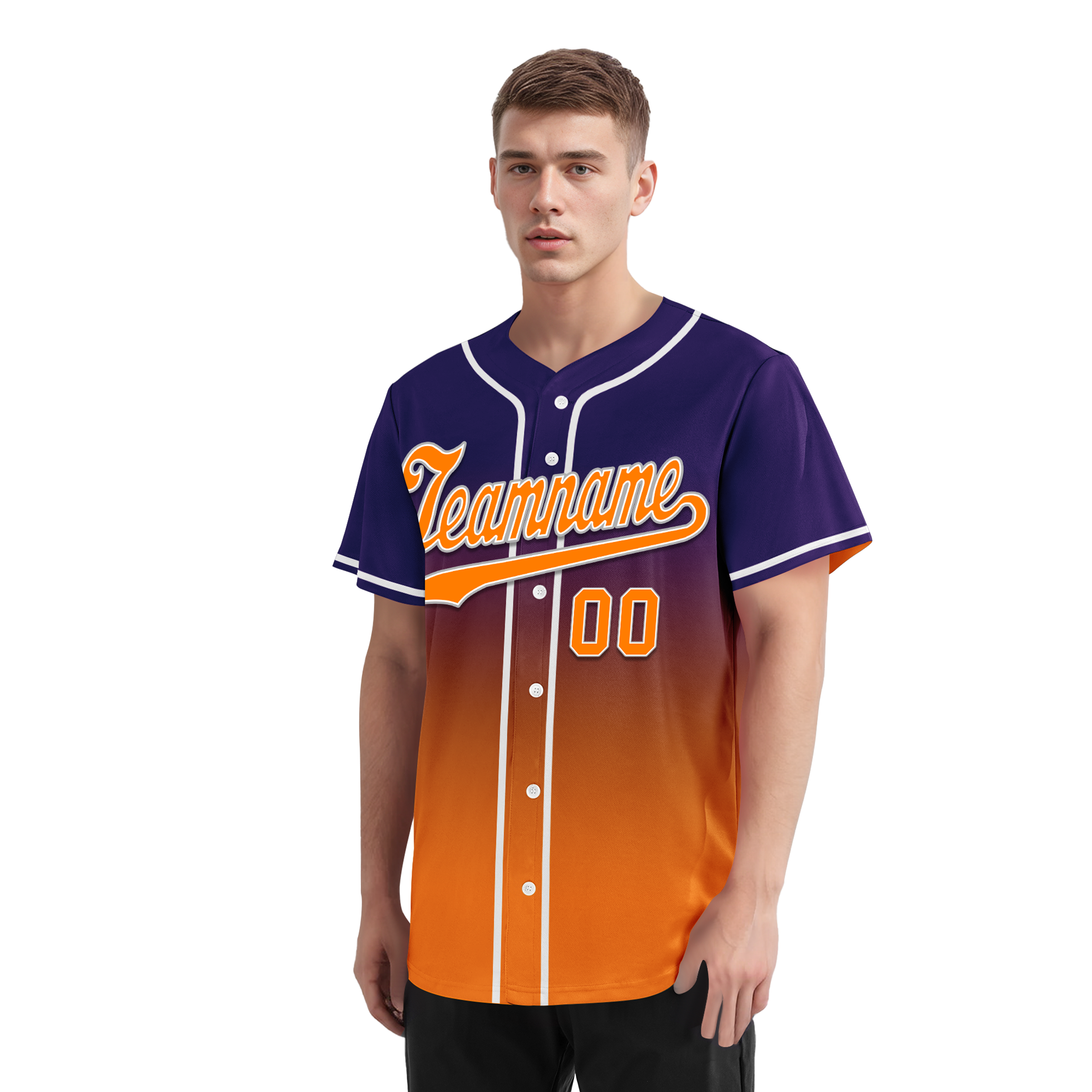 Custom Purple Orange Fade Fashion Personalized Authentic Baseball Jersey BSBJ01-D0a70de