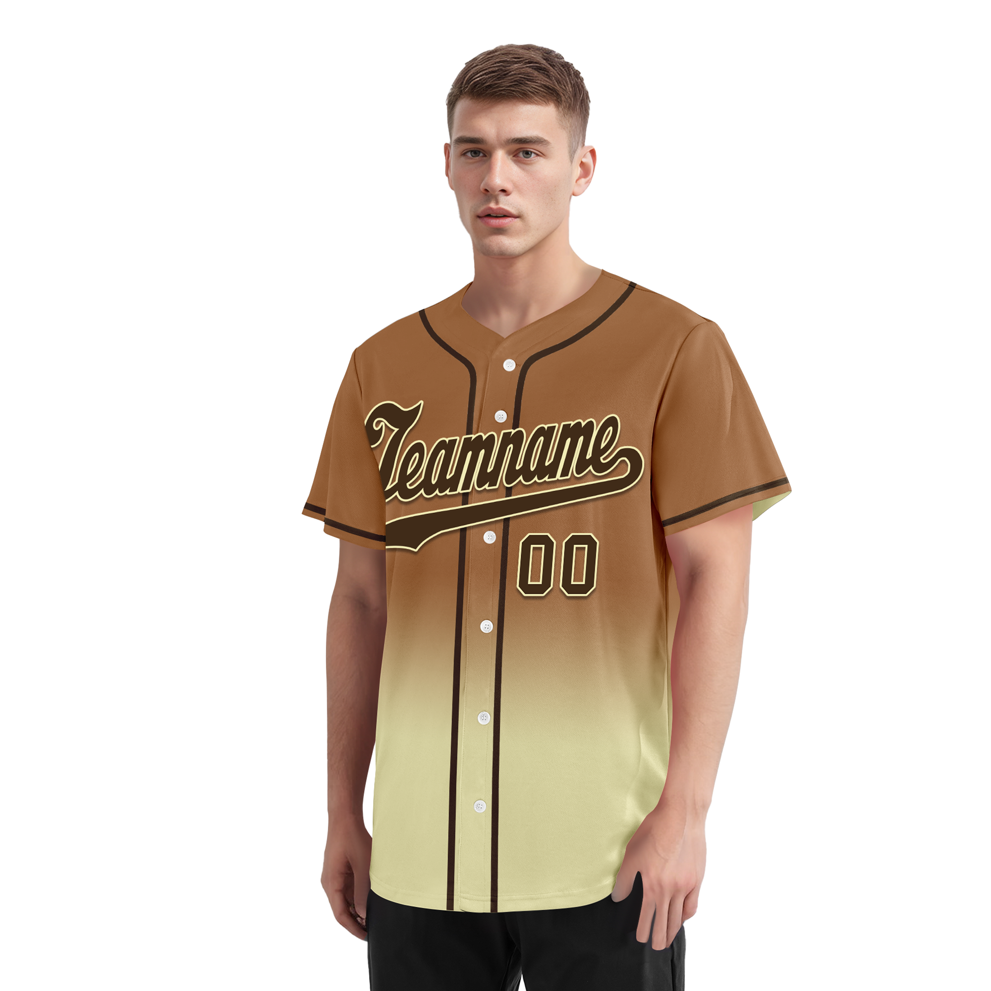 Custom Brown Yellow Fade Fashion Personalized Authentic Baseball Jersey BSBJ01-D0a70ff