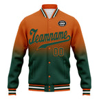 Custom Orange Green Fade Fashion Jacket Bomber Full-Snap Varsity Letterman Personalized Jacket FZ005-D020229-17