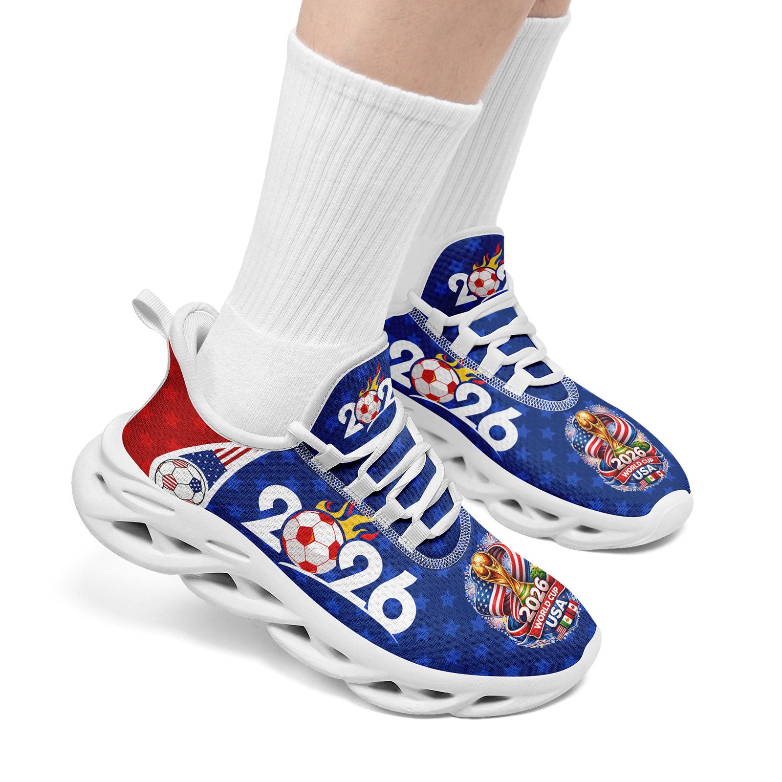 Custom United States 2026 World Cup Sneakers DIY Country Flag Running Shoes Lightweight Sport Shoes Gift for Football Fans Personalized Team Name and Logo FN003-F028035-5