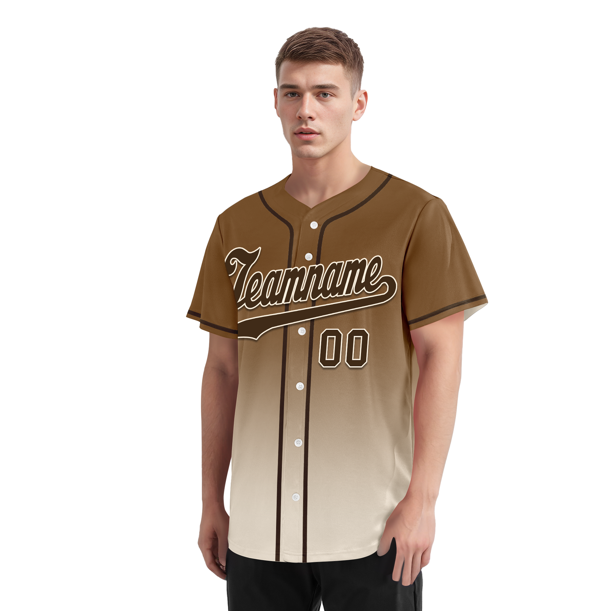 Custom Brown White Fade Fashion Personalized Authentic Baseball Jersey BSBJ01-D0a70fe